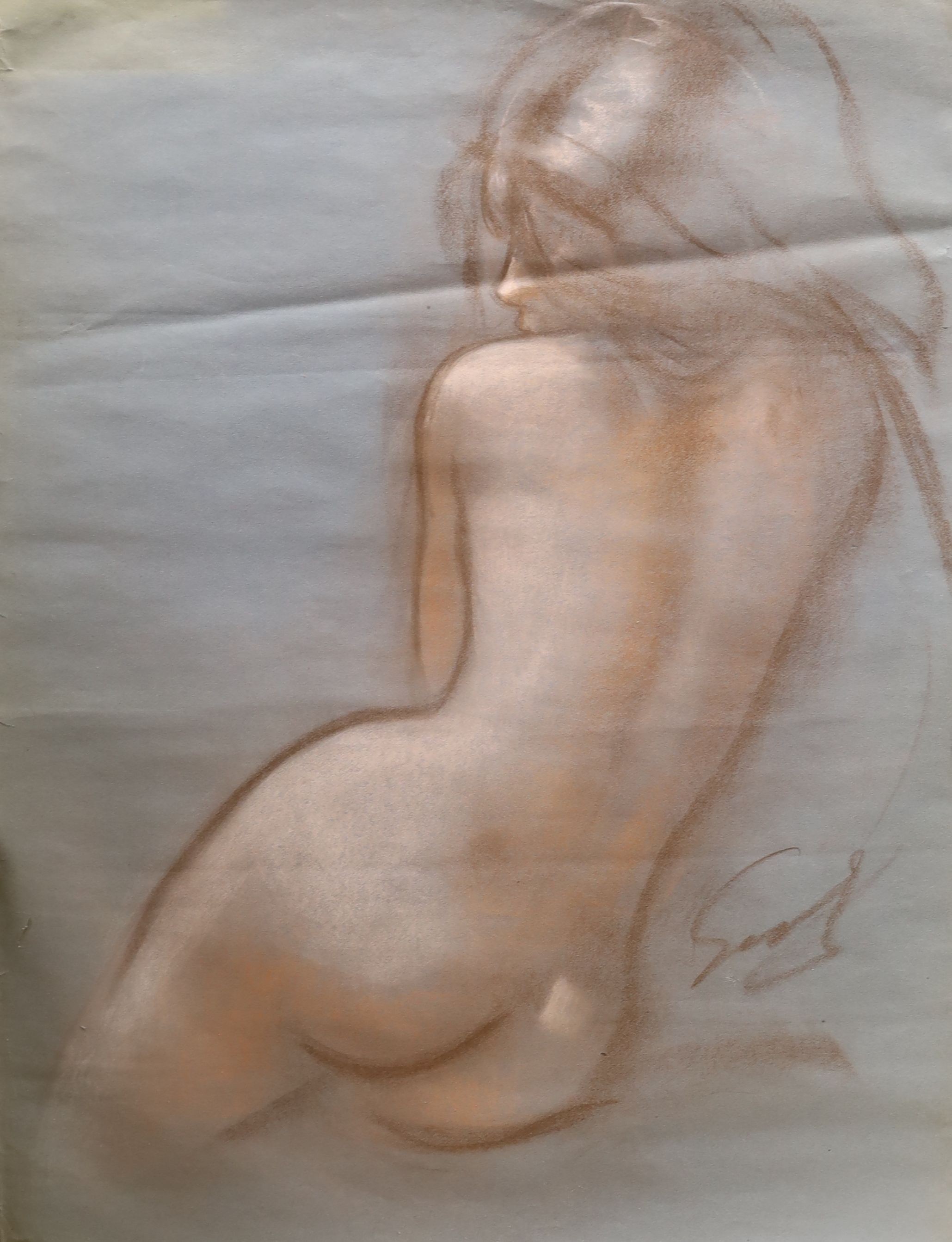 Modern British, set of four pastels, Female nudes, initialled, 76 x 55cm